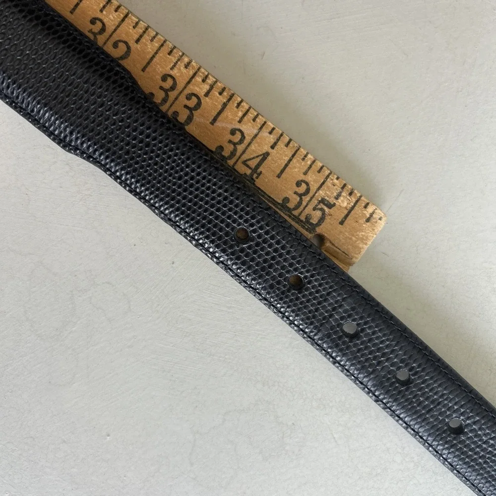 Vtg 90s Stuart Kern Black Lizard Embossed Leather Belt Size 36 USA Western